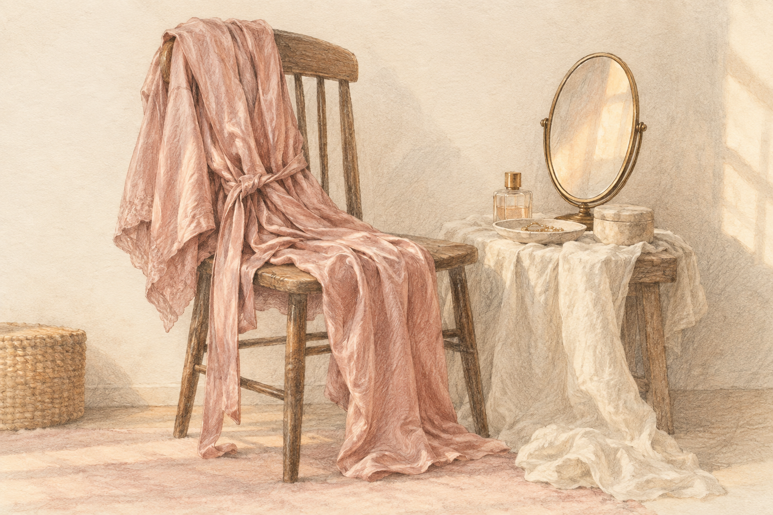 Une tenue et un miroir pour préparer la séance